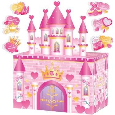 Imagem de WERNNSAI Caixa de presente para cartões de dia dos namorados – caixa de correio rosa princesa dia dos namorados mistério com 24 peças de cartões de dia dos namorados kit de artesanato DIY decoração de