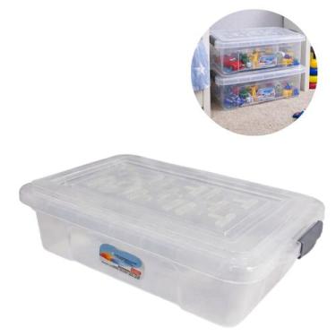 Imagem de 2 Caixas Container Plástica Transparente Resistente Multiuso - São Ber