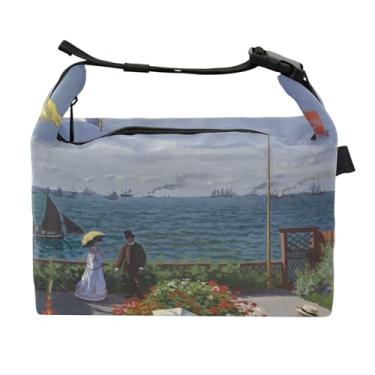 Imagem de TSENQUE Lancheira Claude Monet Jardin À Sainte estampada para mulheres, lancheira portátil, lancheira para trabalho, floral, bolsa térmica para adultos
