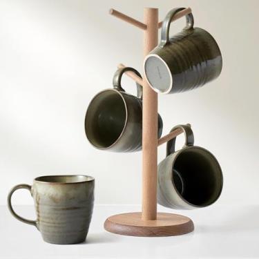 Imagem de Ava Nord Conjunto de 4 canecas de café de 4 ml, canecas de café de cerâmica com alça - Conjunto de canecas de café de grés esmaltado reativo para chá, latte, cappuccino, cacau, chocolate quente