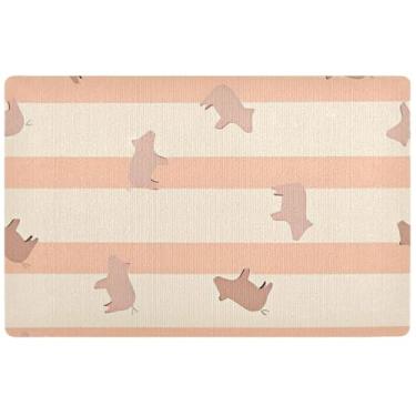 Imagem de TSENQUE Tapete de porta personalizado com listras de gado de porcos fofos tapete de entrada à prova d'água tapete absorvente de lama grande lavável tapetes de entrada internos para casa 81 cm x 50 cm