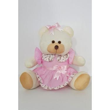 Imagem de Ursa De Pelúcia Grande Ursa Laço 50 cm Rosa - PolyBaby