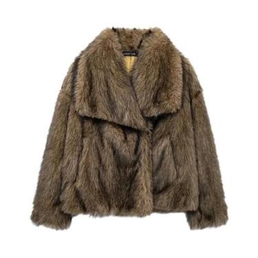 Imagem de Casaco De Pele Sintética Feminino Jaqueta Plush Fluffy Branca Vermelha