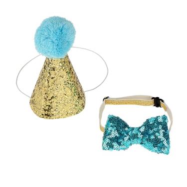 Imagem de Generic Bonés de Aniversário para Animais de Estimação, Fantasia de Laço para Cachorro e Gato, Chapéu Fofo e Ajustável para Festa Temática, Sessão de Fotos, Tamanho Universal (Azul)