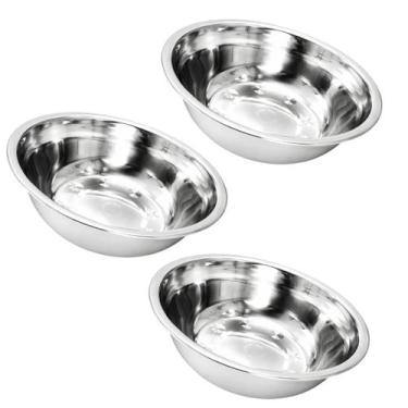 Imagem de Kit 3 Tigela Bacia Bowl De Inox Redonda com Capacidade de 750mL Cozinh