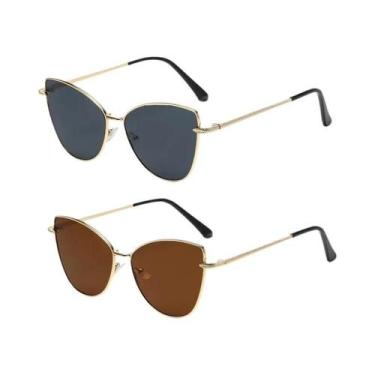 Imagem de Óculos De Sol Femininos Retrô De Metal Estilo Gatinho UV400 Moda Europ