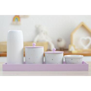 Imagem de Kit Higiene Porcelana Bebê K076 Lilas Cuidado Bebê Maternidade Meninas