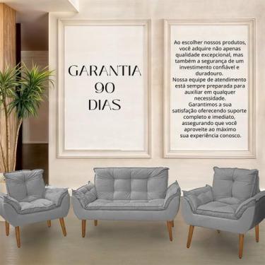 Imagem de KIT 02 Poltrona Opala + 01 Namoradeira opala Suede Cinza Claro - CASA 