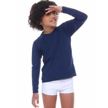 Imagem de Blusa Infantil Manga Longa de Proteção UV50+ Azul Marinho - Cecí Moda 