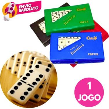 Imagem de Jogo Dominó De Osso 9mm Grande Profissional 28 Peças Com Estojo Maleta