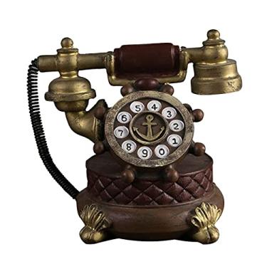 Imagem de UWEREBFM Suporte de telefone antigo retrô moda antiga telefone fixo decoração de mesa vintage enfeite de casa adereços de fotografia, vermelho