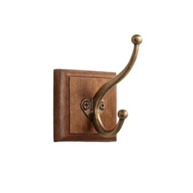 Imagem de Gancho Duplo Cabide Suporte de Parede Madeira & Ferro OURO VELHO – Banheiro, Cozinha, Quarto e Sala gancho parede(OURO VELHO)