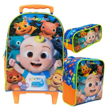 Imagem de Kit Mochila Rodinhas Lancheira e Estojo COCOMELON X2 Xeryus-Unissex
