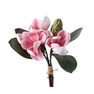 Imagem de Flores artificiais para decoração, flores artificiais, buquê de magnólia, casa, sala de estar, mesa de jantar, escritório, arranjo de flores, plantas falsas, plantas e flores artificiais (C)