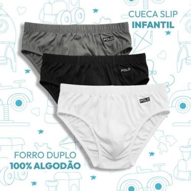 Imagem de Kit 3 Cuecas Slip Polo Kids Algodão Infantil Forro Duplo Menino Tradic