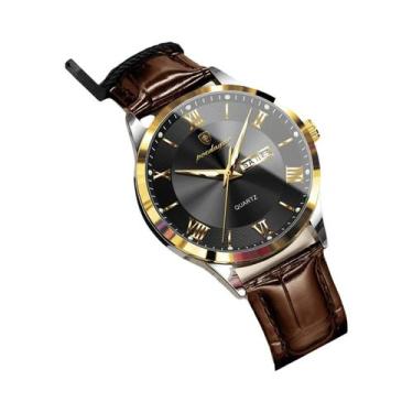 Imagem de Relógio De Pulso Masculino De Luxo Em Couro Quartz À Prova d'Água Lumi