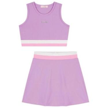 Imagem de Conjunto Infantil Menina Top Cropped/Short Saia Kukiê Lilás-Feminino