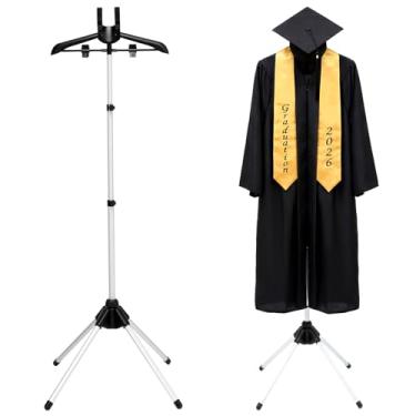Imagem de Bucherry Suporte de exibição de vestido de formatura ajustável para camiseta, 81 a 163 cm, suporte de metal portátil para pendurar roupas de formatura, boné de formatura, jaqueta, casaco, camisa
