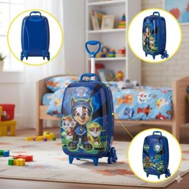 Imagem de Mochila Mala Infantil Patrulha Canina 3D Rodinhas Carrinho Viagem Pers
