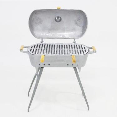 Imagem de Churrasqueira Redonda Bafo Com Suporte Cinza