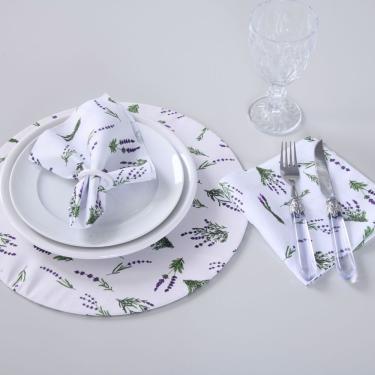 Imagem de Kit 2 Guardanapos de Tecido Estampado Allegra 2 Peças 35cm x 35cm 100% Poliéster - Lavanda