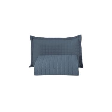 Imagem de Kit Cobre Leito Matelado Copacabana 2 Peças Solteiro 100% Poliéster Percal 300 Fios - Azul