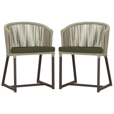 Imagem de 2 Cadeiras De Jantar Noronha Marrom Corda Náutica E13 Trama Rami