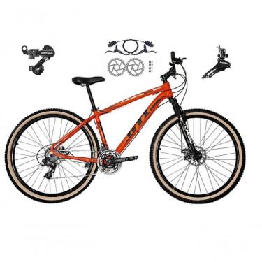 Imagem de Bicicleta Aro 29 Gti Roma 21v Câmbios Shimano Freio Disco Hidráulico Suspensão Pneu Faixa - Laranja Tam.17
