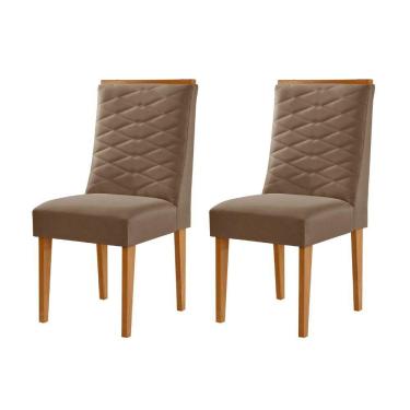 Imagem de Conjunto Com 2 Cadeiras MDF Eloise Para Sala De Jantar Moderna Veludo Capuccino/Naturalle