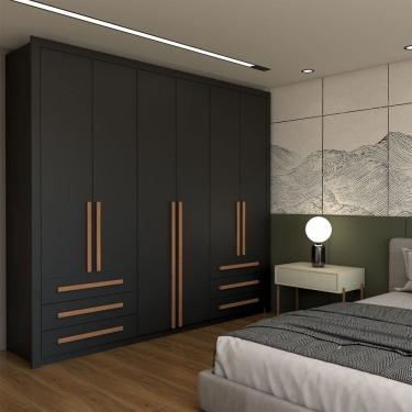 Imagem de Guarda-Roupa Casal Nobile Plus 6 Portas 6 Gavetas Preto - Panorama Móveis