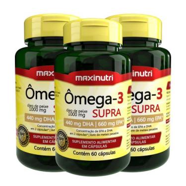 Imagem de Kit 3 Ômega 3 Supra Óleo de Peixe 1000mg 60 Caps Maxinutri
