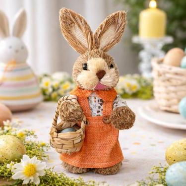 Imagem de Coelho Boneco Cesta Cenoura Ovos Decoração De Páscoa De 24cm - Genéric
