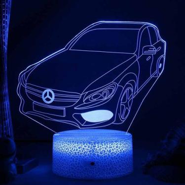 Imagem de Luz noturna LED 3D que muda de cor de carro para crianças com acrílico