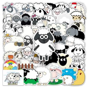 Imagem de Adesivos de ovelha, 50 unidades para crianças e adolescentes, vinil im