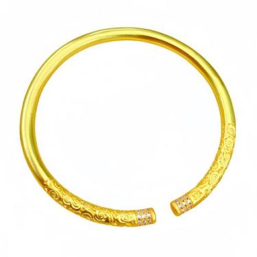 Imagem de Pulseira de estilo antigo banhada a ouro para mulheres, pulseira abert