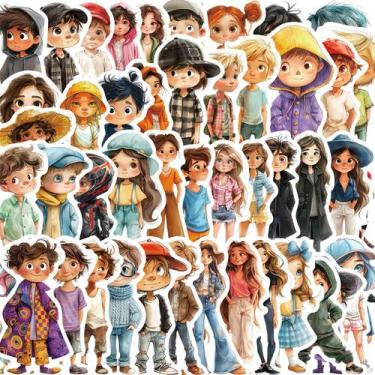 Imagem de Pacote de adesivos, roupa colorida de desenho animado, moderna, 50 uni