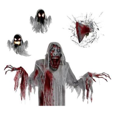 Imagem de Adesivos de parede Halloween Bloody Zombie Ghost PVC 45x32cm - yiweisa