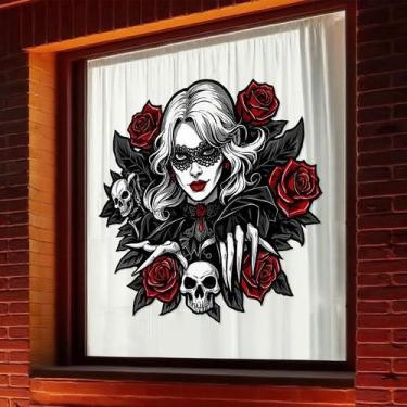 Imagem de Adesivos de parede Gothic Rose Woman Halloween 60x60cm PVC - yiweisai