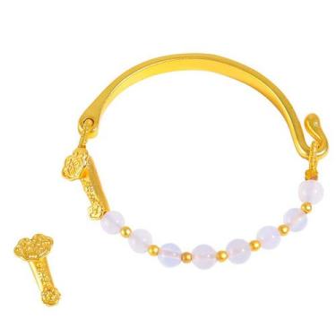 Imagem de Pulseira de alta qualidade banhada a ouro arenoso com ágata branca e r