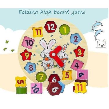 Imagem de Relógio de geometria digital Toy Puzzle Educational Wood Baby 12 - Glo