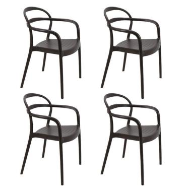 Imagem de Kit 4 Cadeiras Tramontina Sissi Em Polipropileno E Fibra De Vidro Com Braços Marrom 92045109