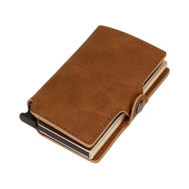 Imagem de Carteira Masculina Slim De Couro Luxuoso Com Proteção RFID, Porta-Cart