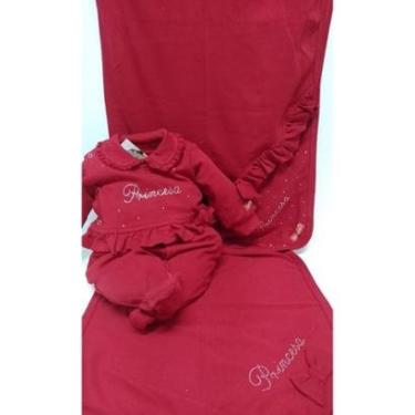 Imagem de Kit 3Pçs Luxo Bebê Menina Macacão Manta Algodão Lessa Kids-Feminino