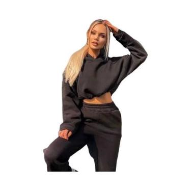 Imagem de Conjunto De Moletom Feminino Oversized De Inverno Em Duas Peças, Hoodi