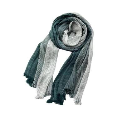 Imagem de Cachecol Masculino de Linho e Algodão Listrado - Quente e Casual para 