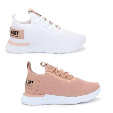 Imagem de Combo 2 Pares Tênis para Academia Feminino Viper Shoes, Branco, Nude, 