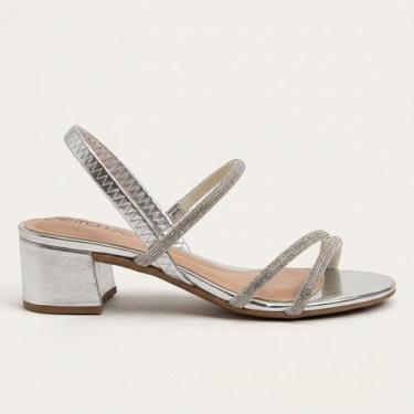Imagem de Sandália Beira Rio Salto Bloco Metalizada Prata, Prata, 35