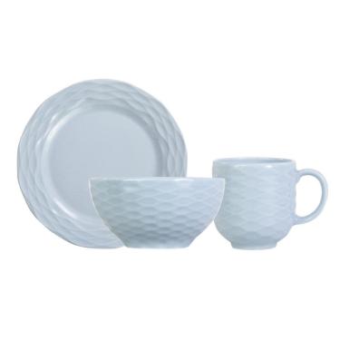Imagem de Jogo Lanche 12 Peças Branco Relevo Ondas Germer Porcelanas