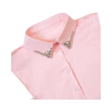 Imagem de Camisa Branca Feminina Com Gola Falsa Versátil Para Uso Interno Primav