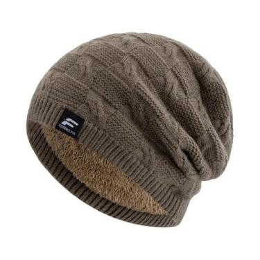 Imagem de Gorro De Inverno Unissex Em Tricô Com Forro De Pelúcia E Letra F, Boné